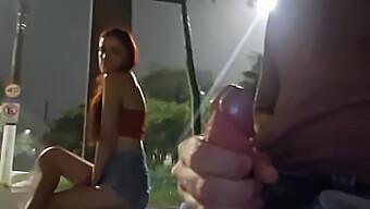 Emely'S Risky Public Handjob With A Redhead