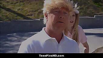 Teen Gives Trump A Blowjob With A Big Cock In Parody Video