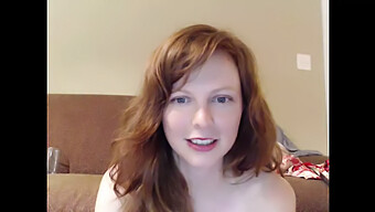 A Charming Teenager With Red Hair On Webcam