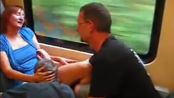 Public German Threesome On A Train Ride