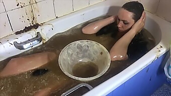 Wet And Wild: Gothic Girl Gets Covered In Food And Cum