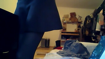 Secretly Recorded Footage Of Girl Putting On Pantyhose Through Hacked Webcam