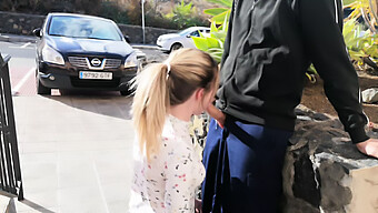 Teen Gives The Best Blowjob In A Car Park And Gets Facial Close-Up