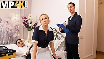 Mature Woman Enjoys Surprise Hotel Room Encounter With Uniformed Staff