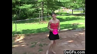 A Young Blonde Shows Off Her Body To Gain An Advantage In A Sports Competition