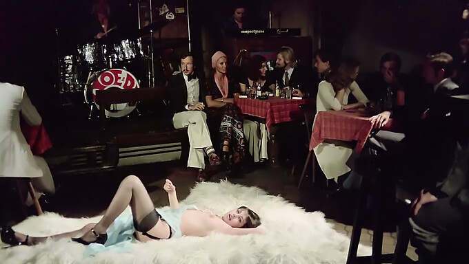 German hairy MILF strips down in a vintage casino setting