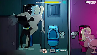 Cartoon Animation Of A Man Engaging In Anal Sex With A Prostitute In A Club Bathroom